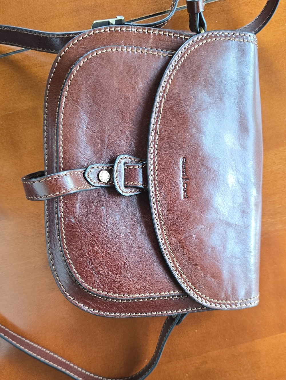 Gianni Conti Brown Leather Crossbody Bag - Picture 2 of 10